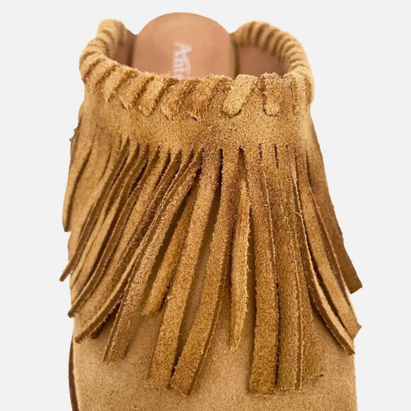 NEW! ANTELOPE DABNEY MULES SUEDE FRINGE BOOTS TAN TAUPE SHOES WOMENS 40 9 9.5 - Picture 13 of 16